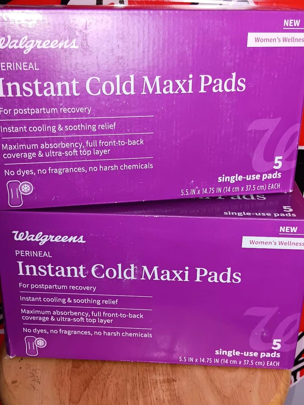Walgreens Perineal Instant Cold Maxi Pads - Purple Box 2 Boxes Included.. - Picture 4 of 6
